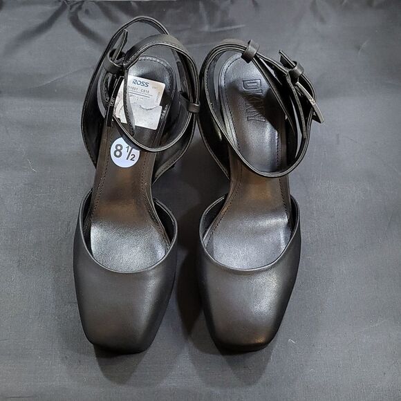 BRAND NEW DKNY BARRA LEATHER PLATFORM ANKLE WRAP PUMPS - Picture 3 of 15